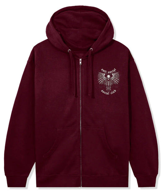 Anti Social Social Club Solace Zip up Hoodie-Maroon