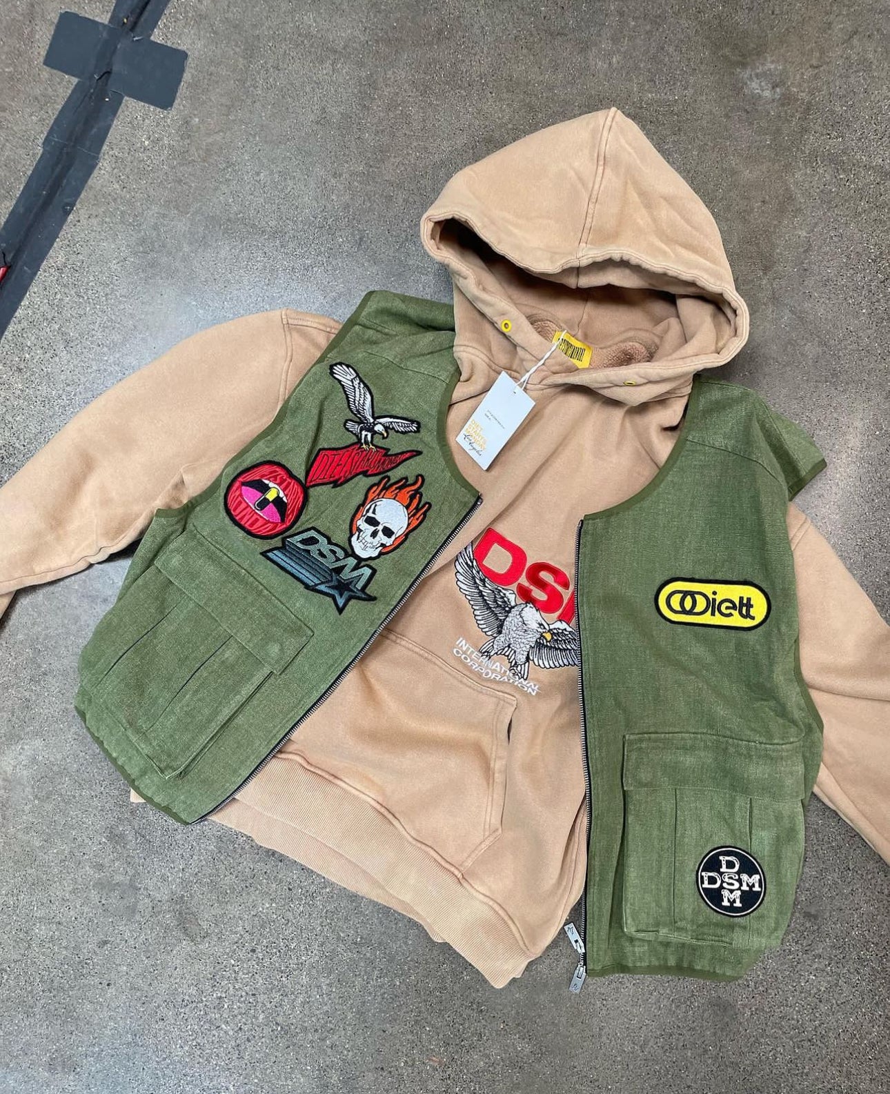DIET STARTS MONDAY Fisherman's Multipatch Cotton Canvas Vest DSM-FA23-007 OLIVE