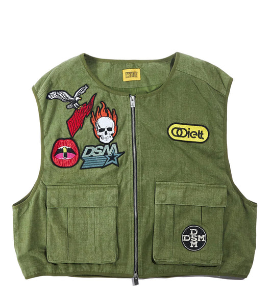 DIET STARTS MONDAY Fisherman's Multipatch Cotton Canvas Vest DSM-FA23-007 OLIVE