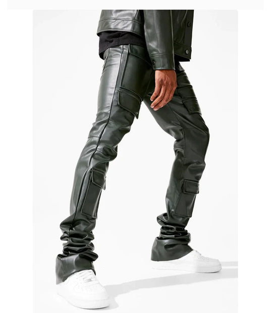 JORDAN CRAIG PU STACKED PANTS OLIVE JRF1121