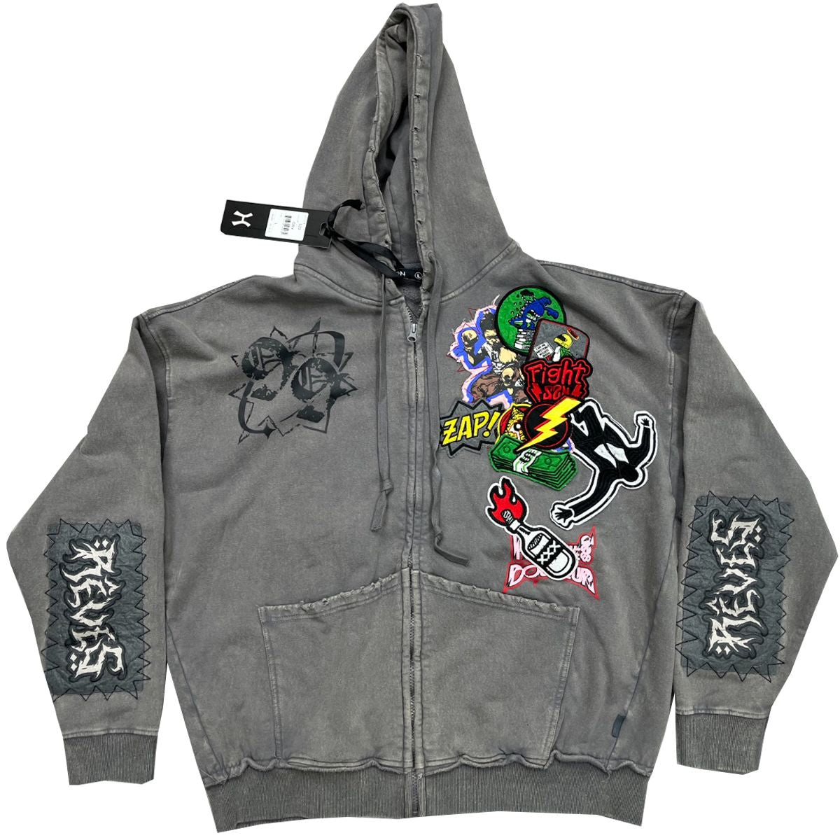 HUDSON PATCH ZIP HOODY 523-GREY