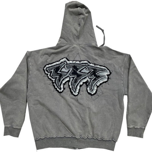 HUDSON PATCH ZIP HOODY 523-GREY