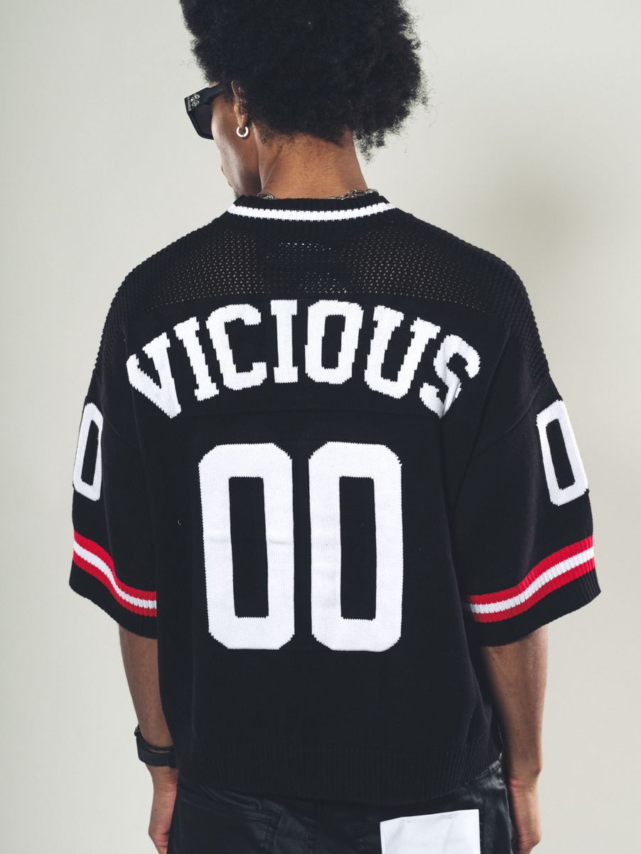 VICIOUS CROP JERSEY SWEATER VC607-BLACK/WHITE
