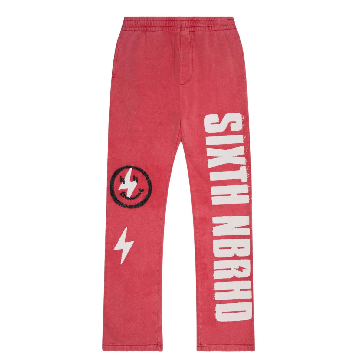 6TH NBRHD "CUTOUT" RELAXED FIT FLEECE PANTS 6TH-P3301-RED