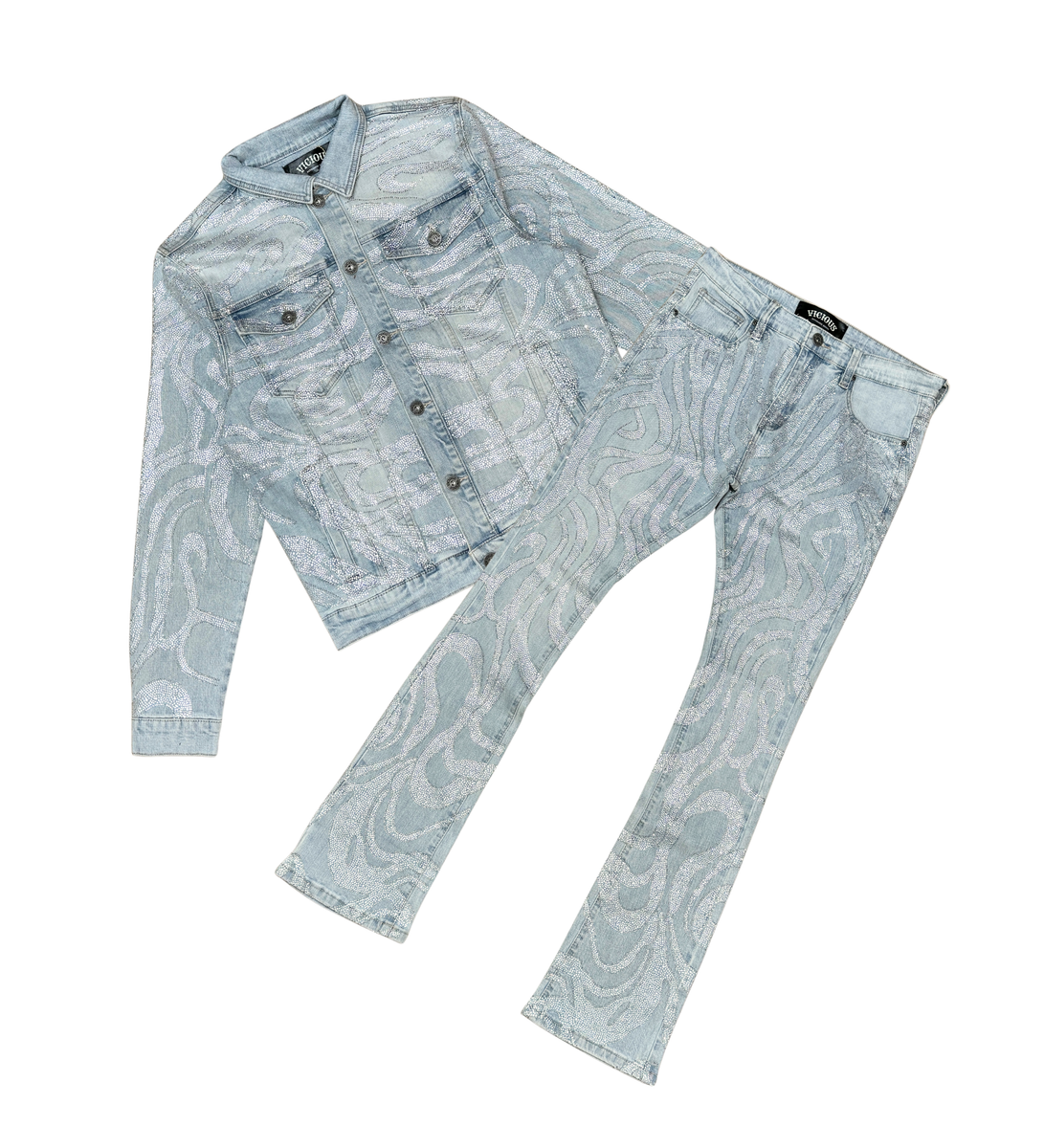 VICIOUS INDIGO BLUE EMBELLISHED DENIM (VC805)