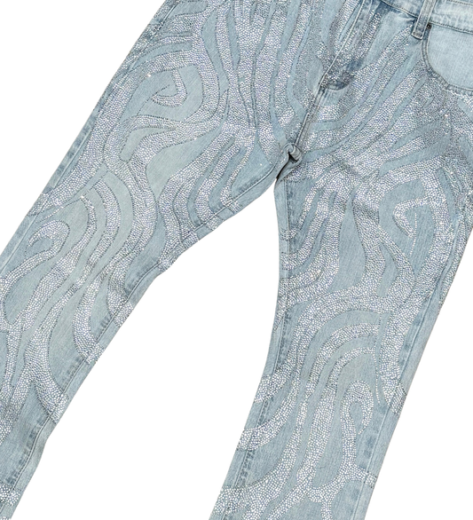 VICIOUS INDIGO BLUE EMBELLISHED DENIM (VC805)