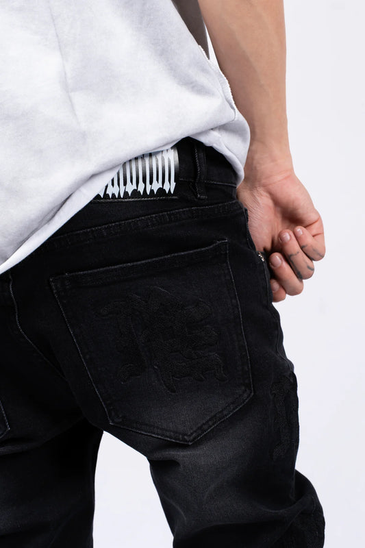 MIXED EMOTION Midnight Monogram Denim