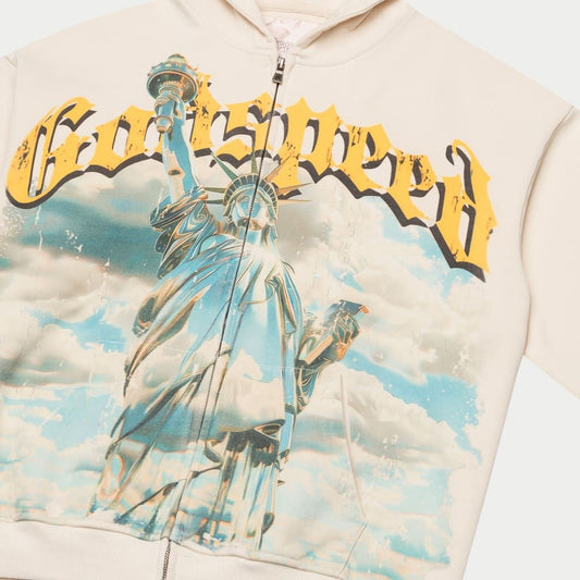 GOD SPEED CHROME-LIBERTY-ZIP-UP-HOODIE-BONE