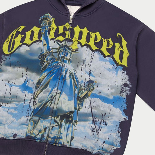 GOD SPEED CHROME-LIBERTY-ZIP-UP-HOODIE-NAVY