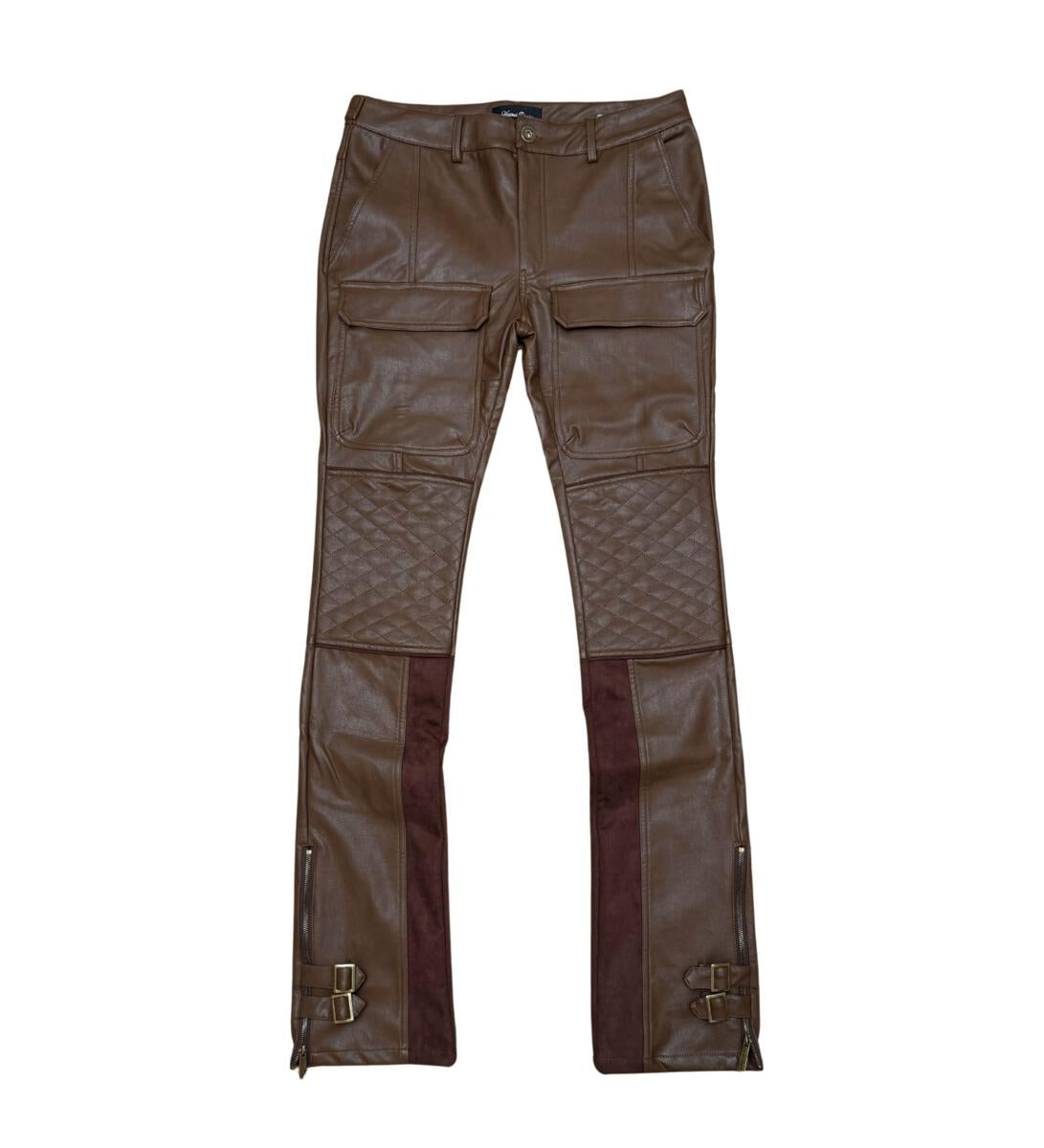 VICIOUS DENIM PU+ SUEDE MIX RACING STACK -VC329 BROWN
