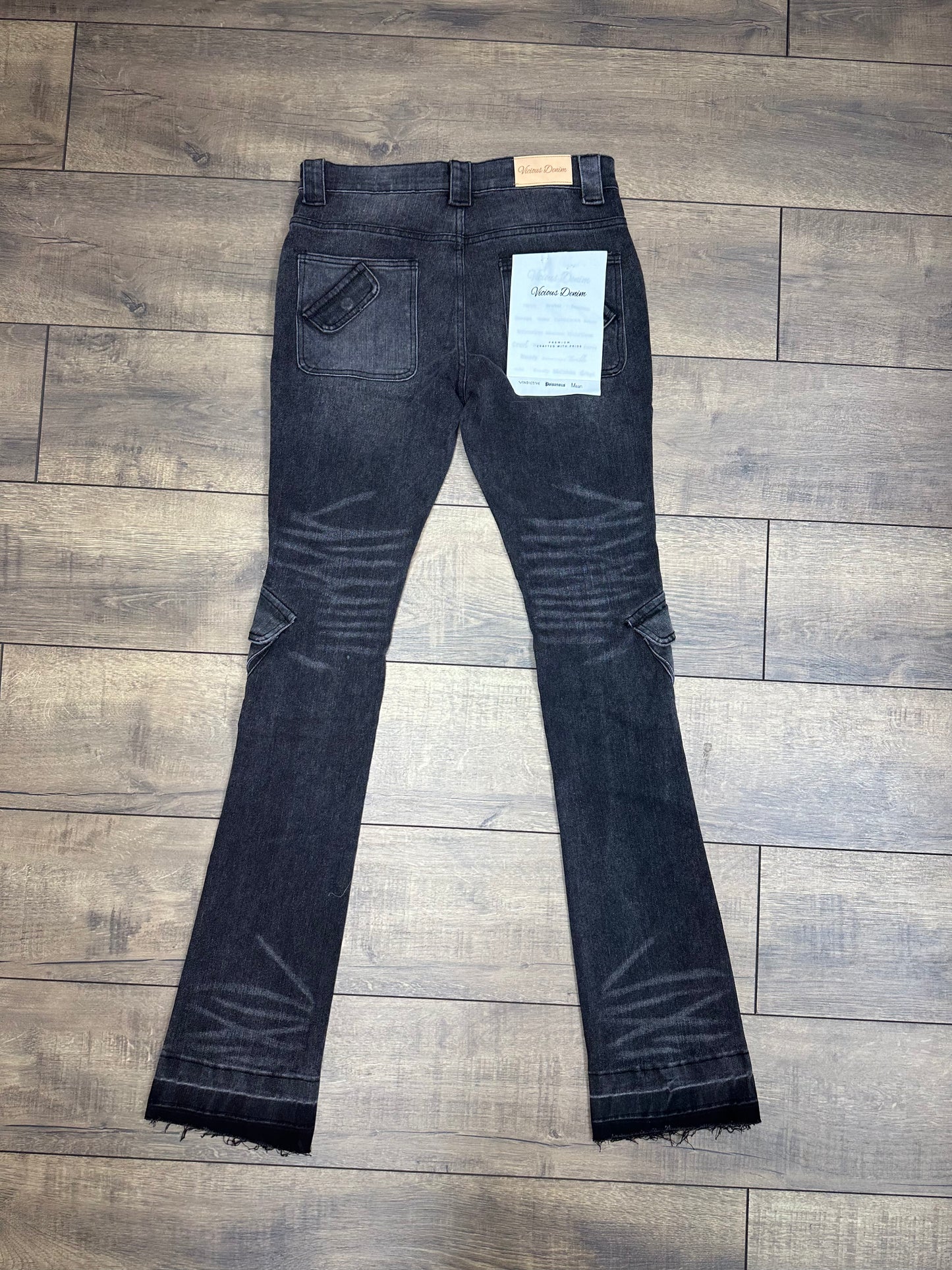 VICIOUS DENIM MULTICCARGO STACKED -VC392-BLACK