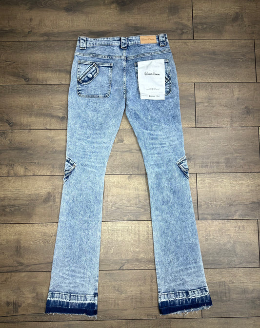 VICIOUS DENIM MULTICCARGO STACKED -VC392-STONEBLUE