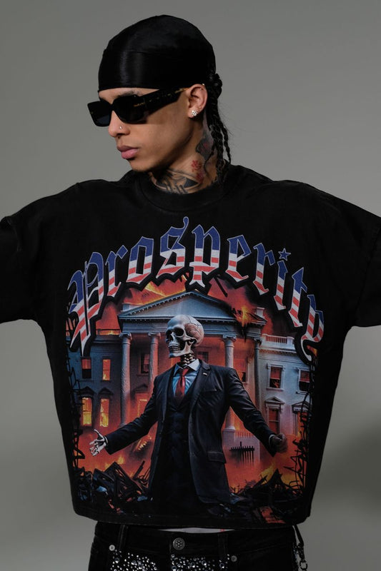 STRAY WIDE & CROP FIT T SHIRT ST1359-BLK