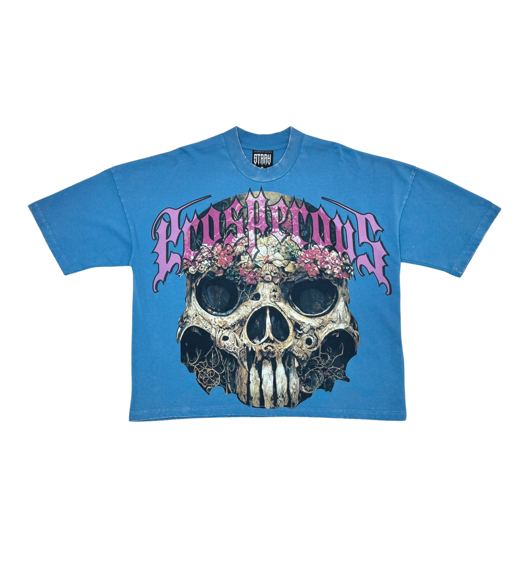 STRAY WIDE & CROP FIT T SHIRT ST1361-BLUE