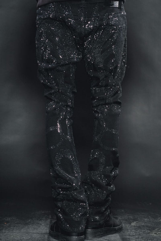 VICIOUS INDIGO BLACK EMBELLISHED DENIM (VC805) -BLK