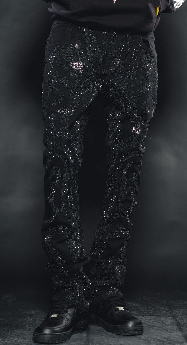 VICIOUS INDIGO BLACK EMBELLISHED DENIM (VC805) -BLK