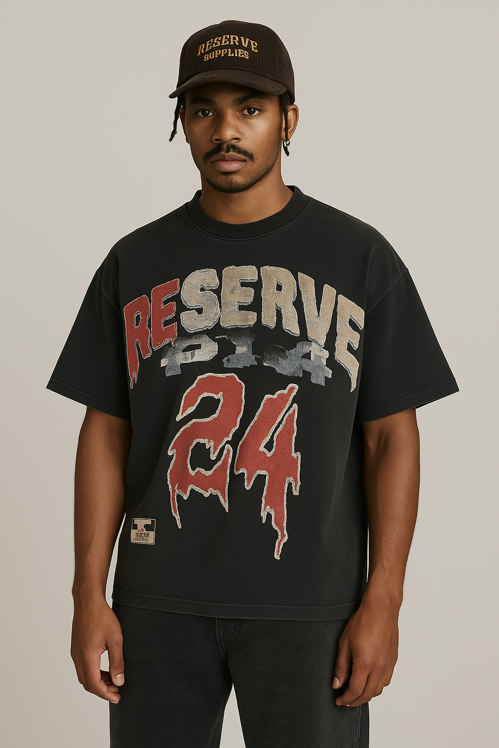 RESERVE BURNED BLK T-SHIRT