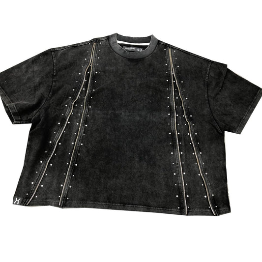 HUDSON ZIPPERS TEE 596-BLACK