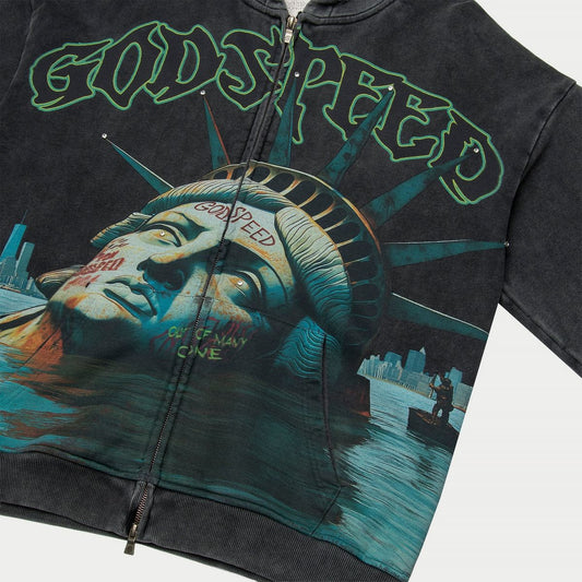 Godspeed Sunken Liberty Zip Hoodie (Grey Wash)