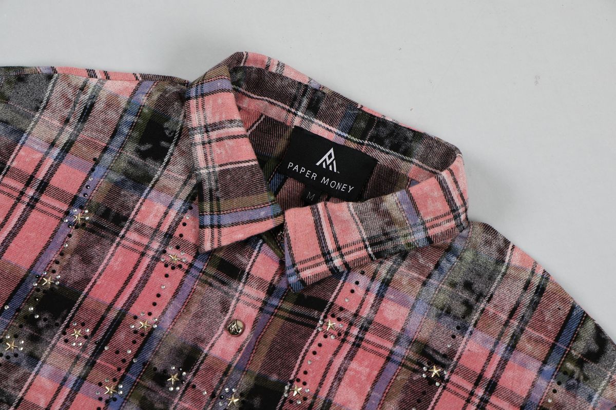 PAPER MONEY Rhinestone Flannel (BH3058S) - Pink