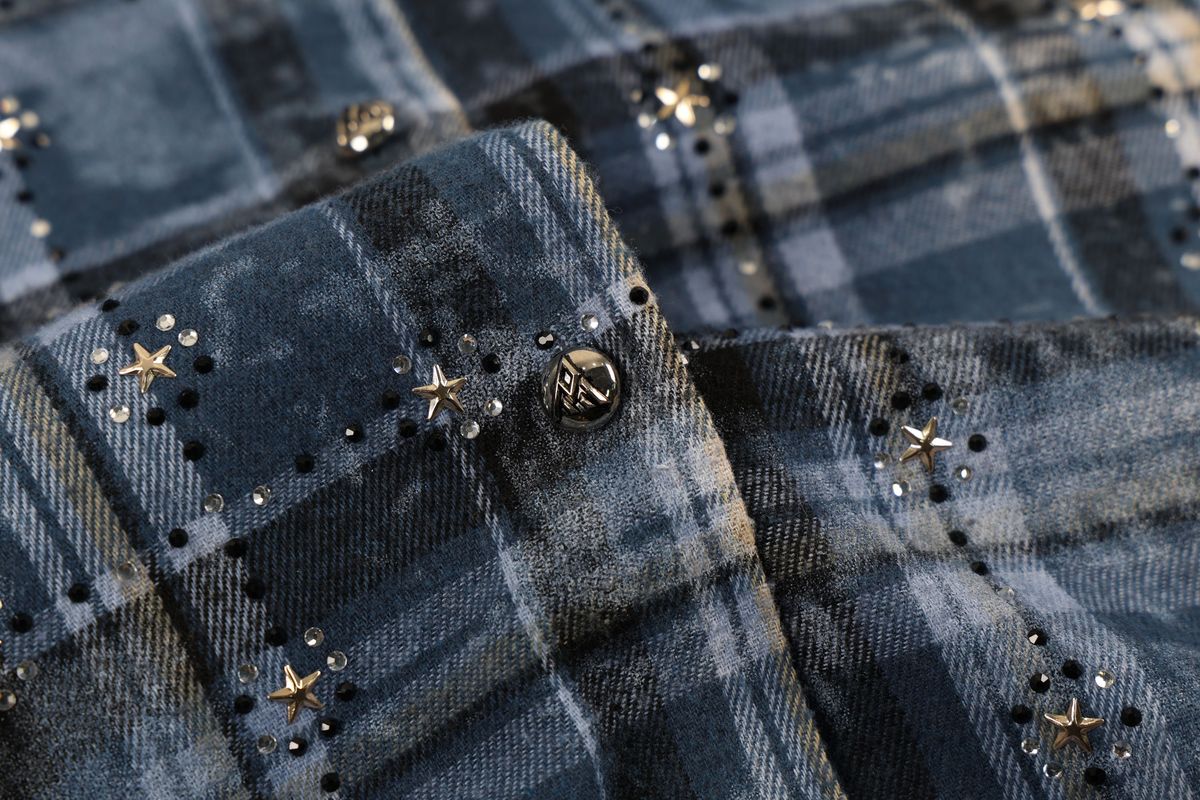 PAPER MONEY Rhinestone Flannel (BH3058S) - Blue