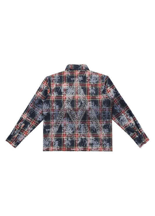 PAPER MONEY Rhinestone Flannel (BH3058S) - Blue/Red