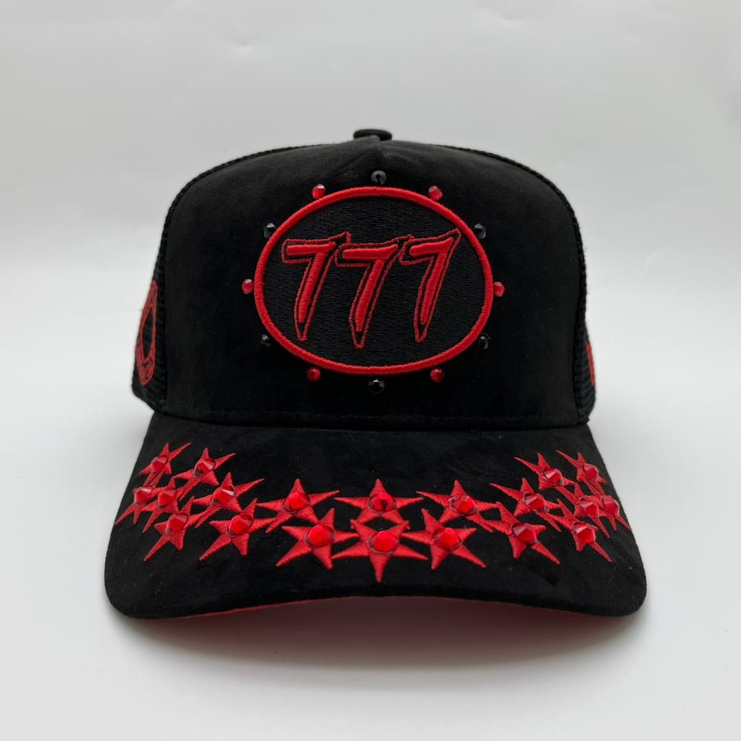 Diamond 777 Suede Trucker Hat Black/Red