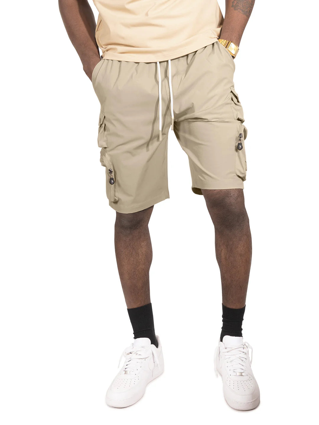 Makobi M633 Colton Nylon Spandex Cargo Shorts -Khaki