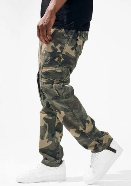 JORDAN CRAIG PLEATS AND CRYSTALS CAMO STACKED PANTS JTFP2323C