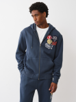 TRUE RELIGION PATCH VINTAGE ZIP UP HOODIE - MIDNIGHT NAVY