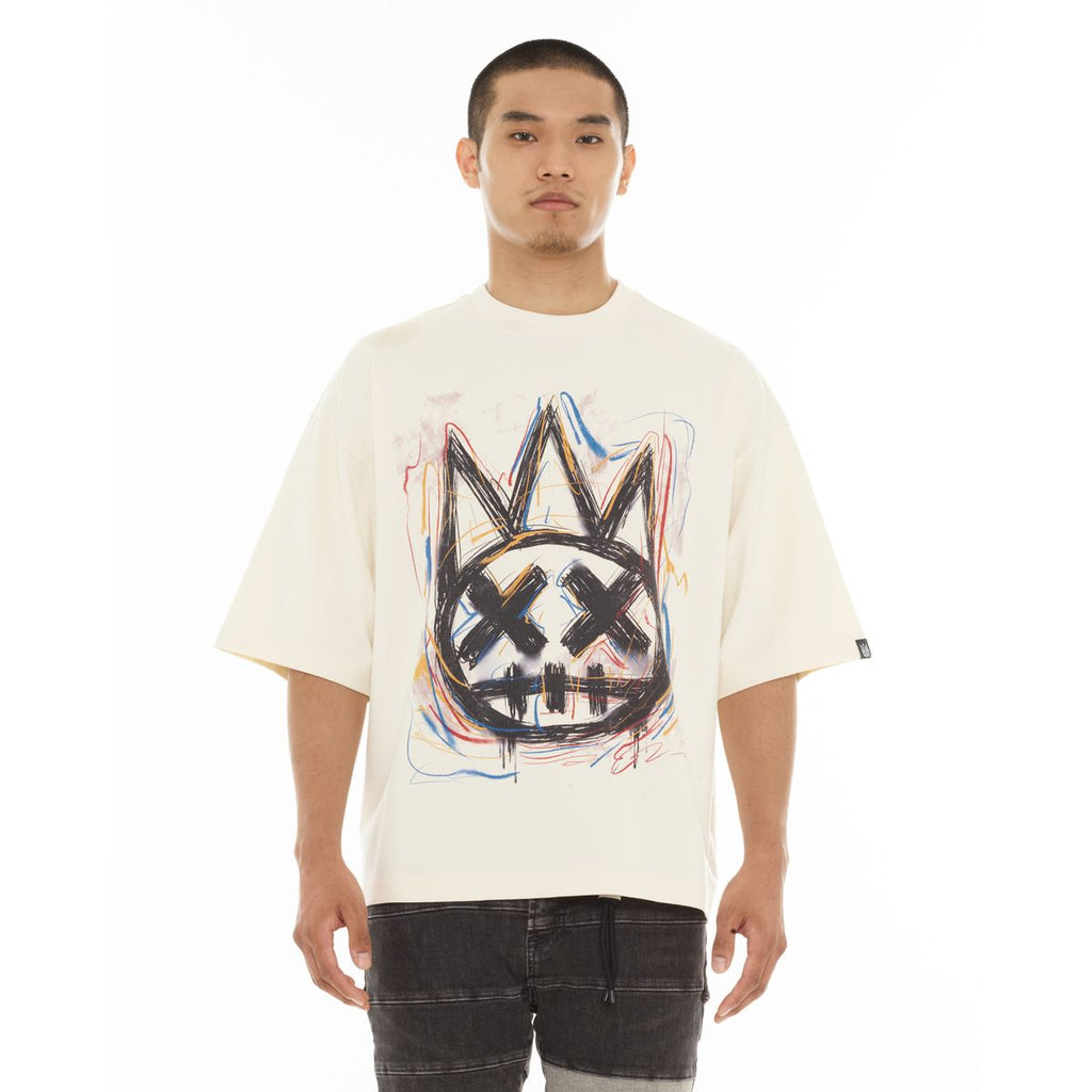 CULT OVERSIZED SHORT SLEEVE CREW NECK TEE "SCRIBBLE LOGO" (626A5-K39A)