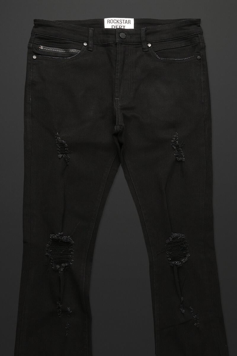 ROCKSTAR- SNIPER BLACK - SUPER STACKED FLARE JEAN