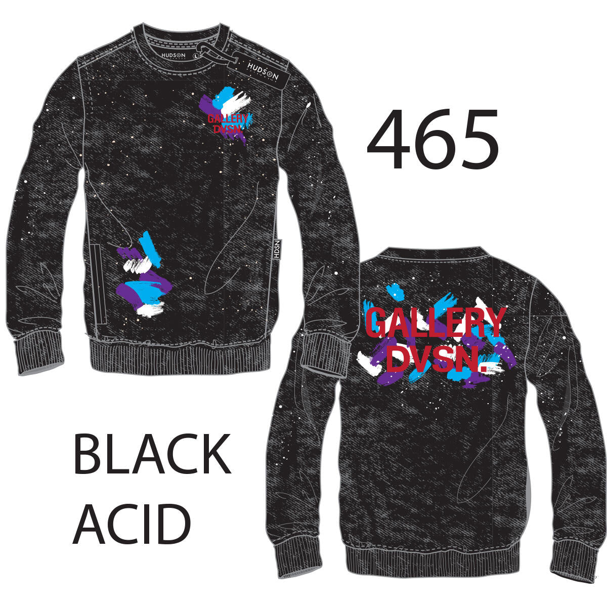 HUDSON GALLERY DVSN CREWNECK 385GSM (465) 'BLACK ACID'