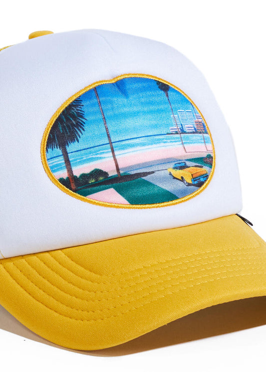 POSTAL SCENE TRUCKER WHITE/YELLOW (REF462)