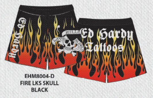 ED HARDY FIRE LKS SKULL MENS MESH SHORT (EHM8004-D)