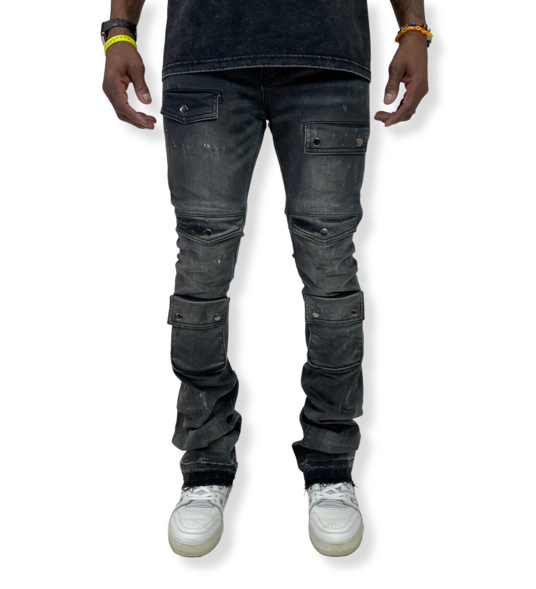 VICIOUS DENIM TWILL STACKED PANTS VC.215 'TORNADO BLACK