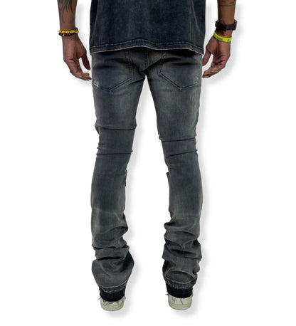 VICIOUS DENIM TWILL STACKED PANTS VC.215 'TORNADO BLACK