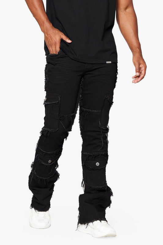 VALABASAS "AEGIRINE” Jet Black Stacked Flare Jean (VLBS2307-E1)