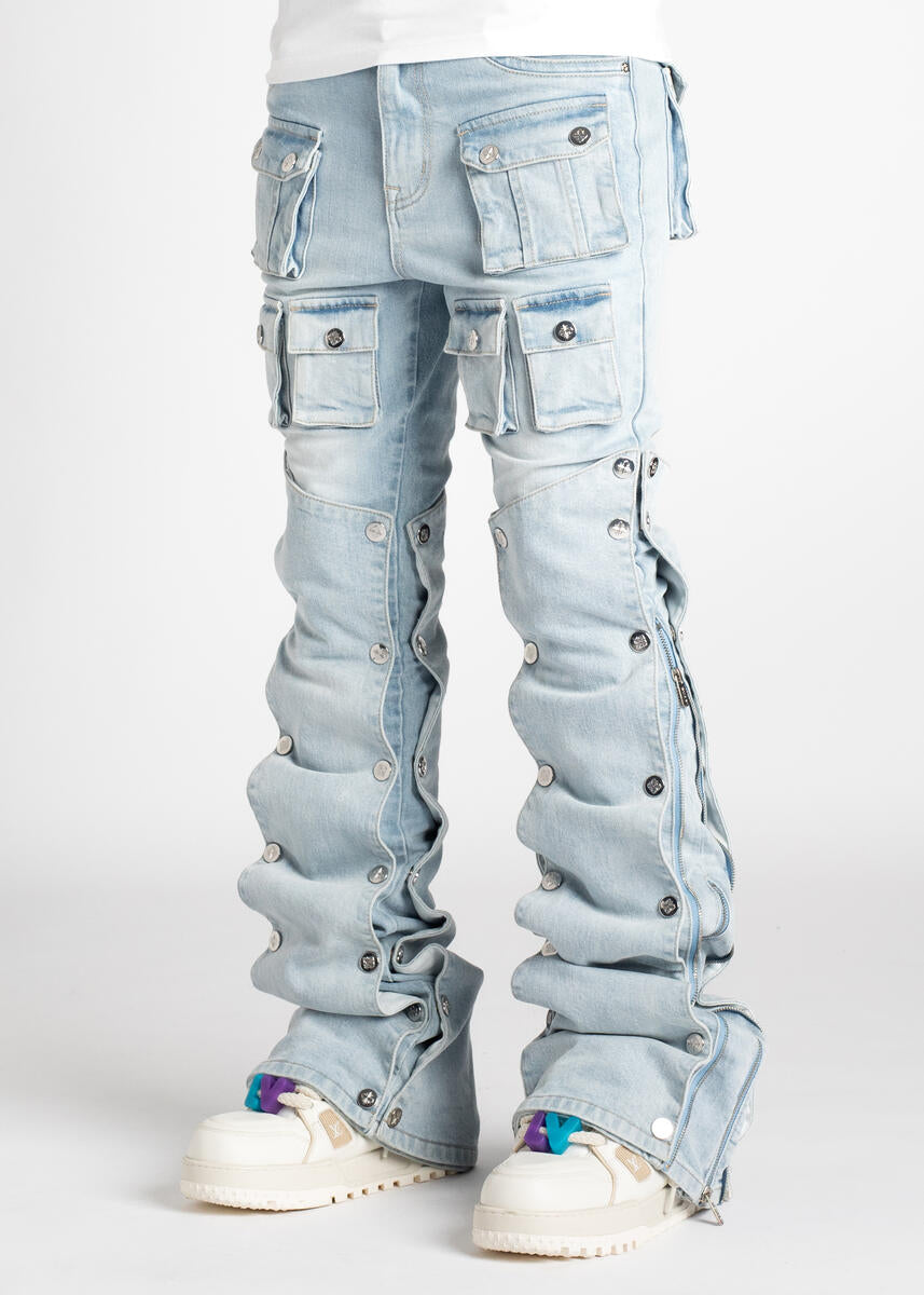 GUAPI Aqua Blue Stacked Premium Denim