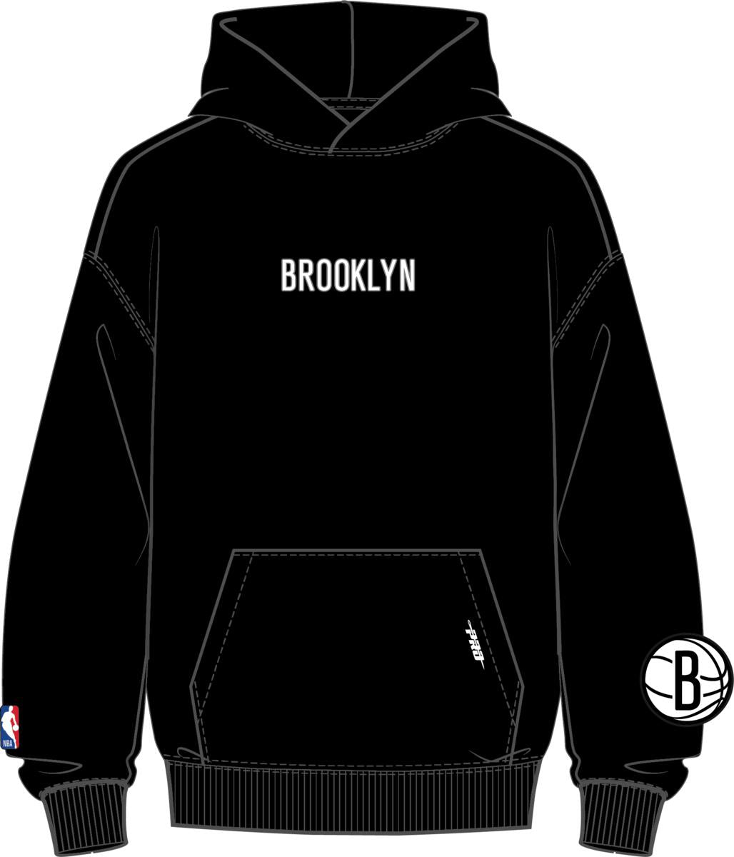 PRO STANDARD BROOKLYN NETS WINGSPAN M DROP SHOULDER FLC PO HOODIE (BBN5515740)-BLK