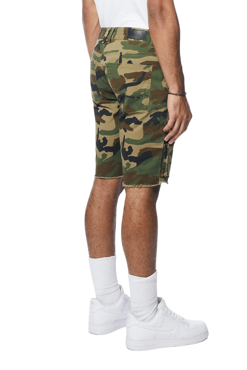 TWILL MULTI CARGO SHORTS (JS24132)-WOOD CAMO