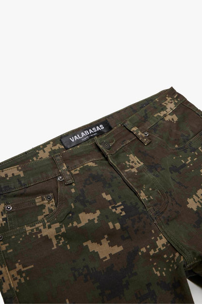 VALABASAS "COMMANDER" KABUL CAMO STACKED FLARE JEAN (VLBS2198)