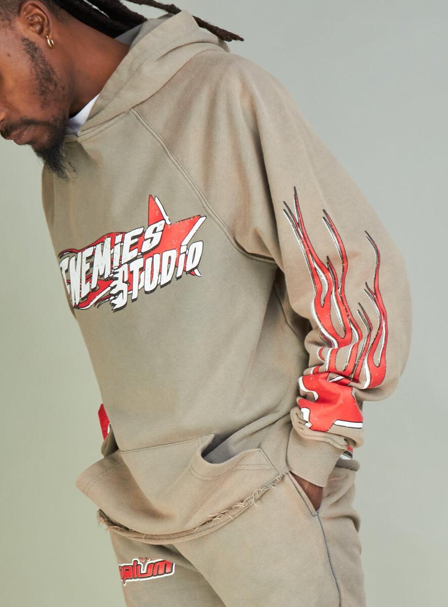 NME Hoodie - NME Studio - Grey And Red