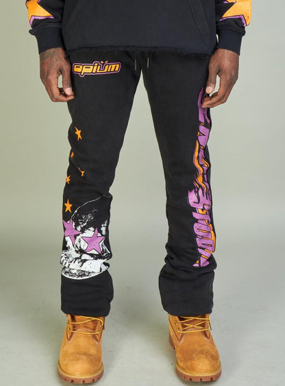 NME Sweatpants - NME Studio -Black And Orange