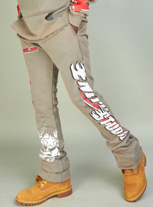 NME Sweatpants - NME Studio - Grey And Red