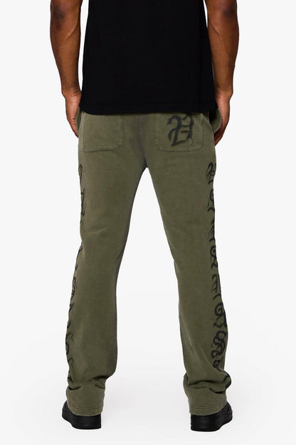 VALABASAS “SCRIPTARA” OLIVE KNITTED PANTS (VLBSFP001)