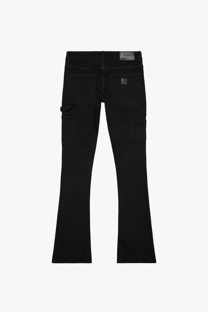 VALABASAS "COVERT" BLACK FLARED STACKED JEAN (VLBS6034)