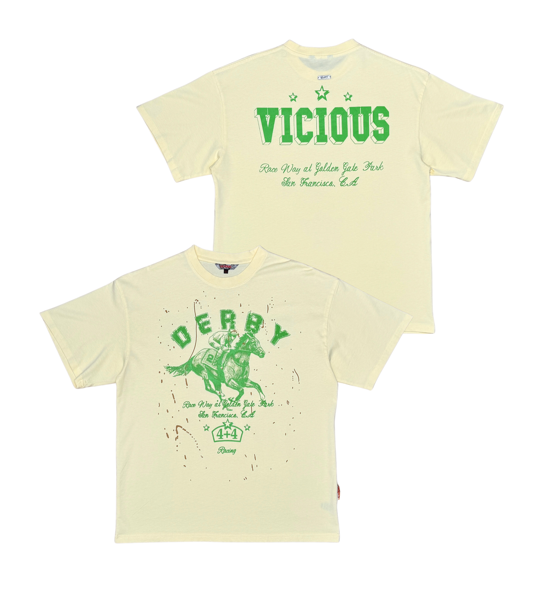 VICIOUS DERBY DISTRESSED OVERSIZE TEE VC450-BUTTER