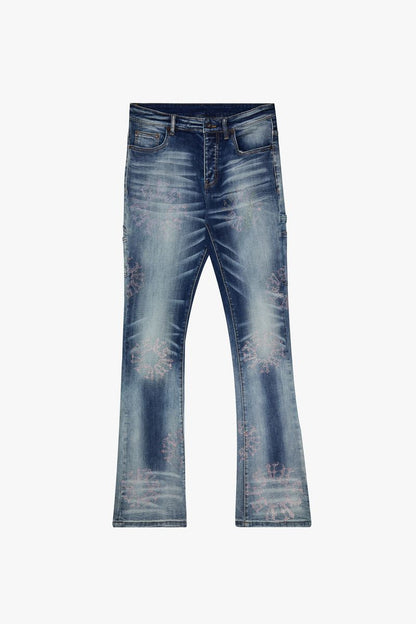 VALABASAS "RINGER” DARK BLUE WASH STACKED FLARE JEAN(VLBS6033)