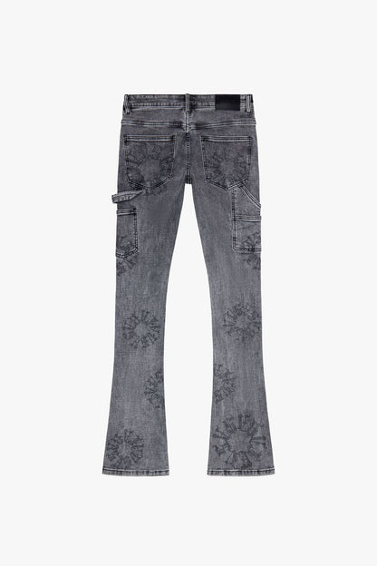 VALABASAS "RINGER” LT. GREY STACKED FLARE JEAN (VLBS6033-gry)